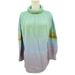 By Anthropologie Ombre Turtleneck Sweater M Soft Pastel Cozy Knit